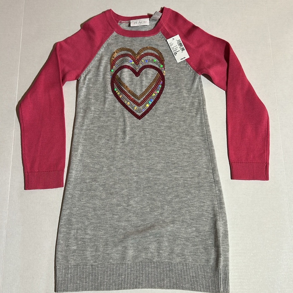 Pink and Gray Kids Dress with Heart Design